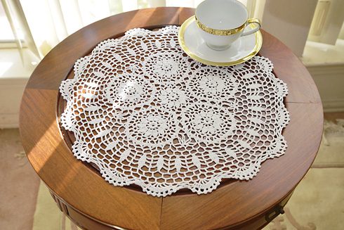 Crochet Round Placemats 16 Round. White color. 2 pieces